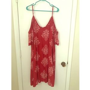 Cold shoulder, red bandanna print dress 3XL